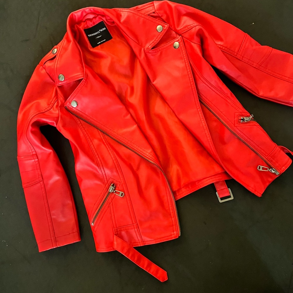 Red Leather Biker Jacket
